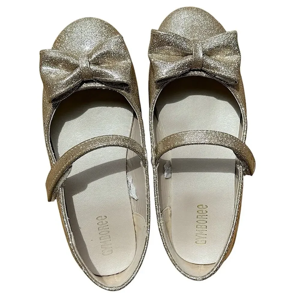 Gymboree Gold Glitter Ballet Party Shoes with Bow Size 1 Girl